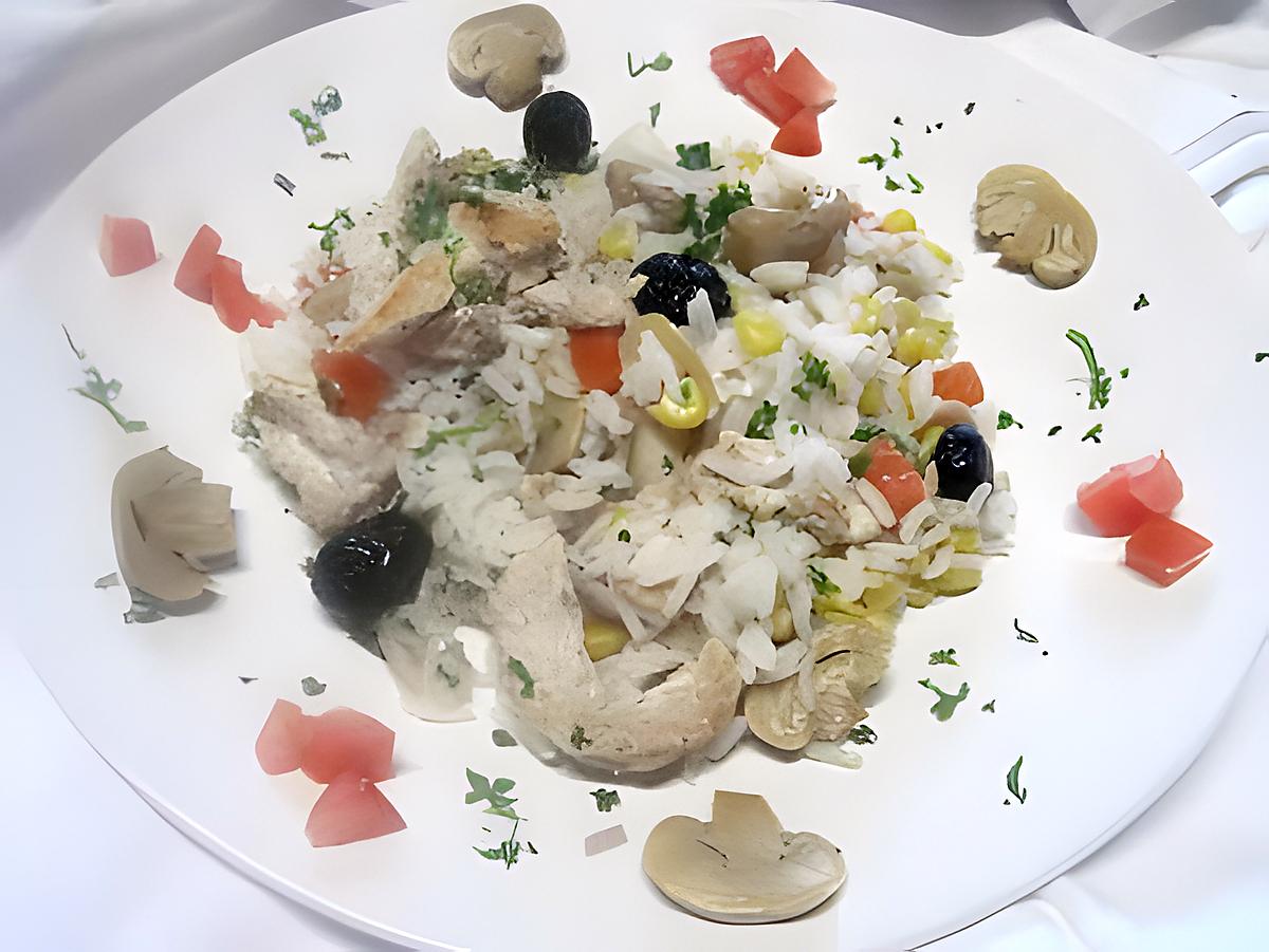 recette Emincé de filet de poulet au riz et légumes.