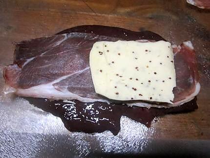 recette Tranches de foie garnies de fromage.