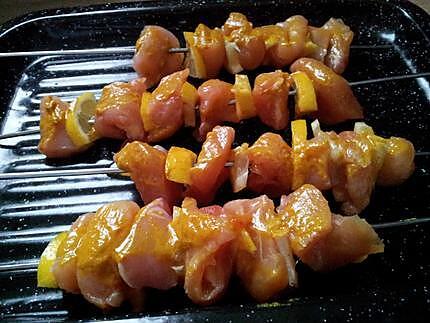 recette Brochettes de poulet au miel citron épicées de curry