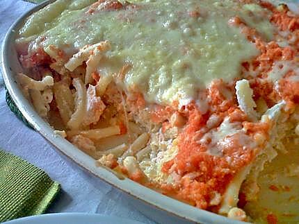 recette Gratin macaronis saumon et purée de carottes
