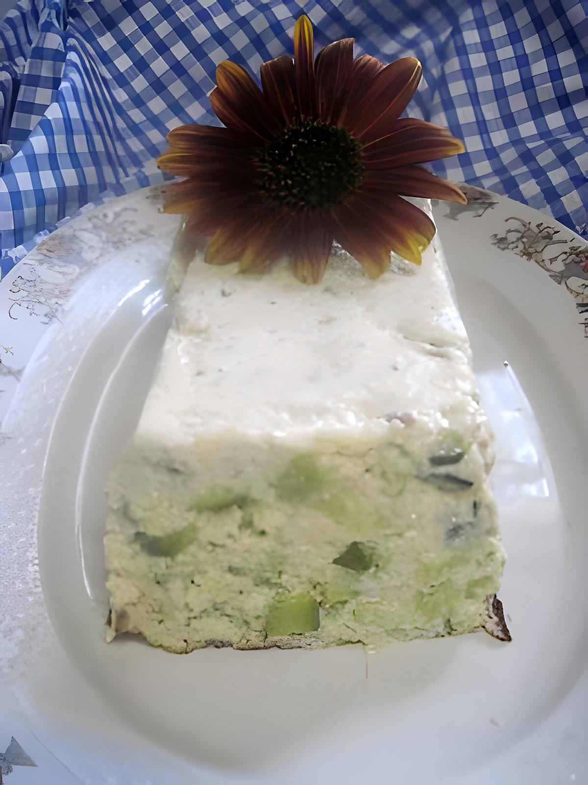 recette Terrine de courgettes au crabe et fromage de chèvre.