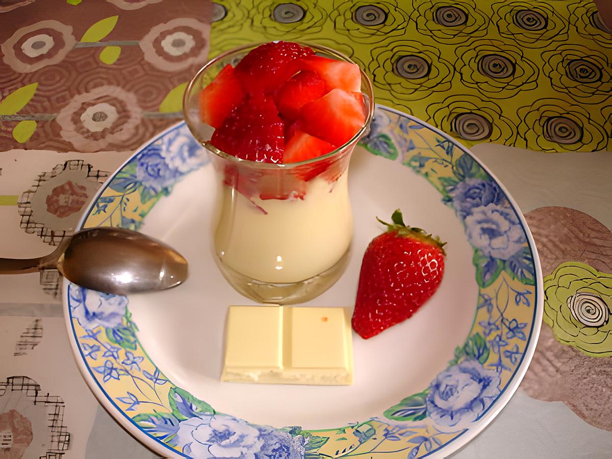 recette Verrine de mousse au chocolat blanc et fraise