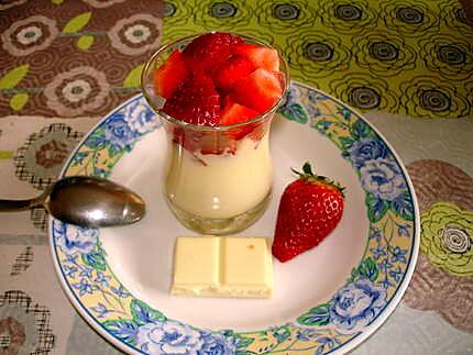 recette Verrine de mousse au chocolat blanc et fraise