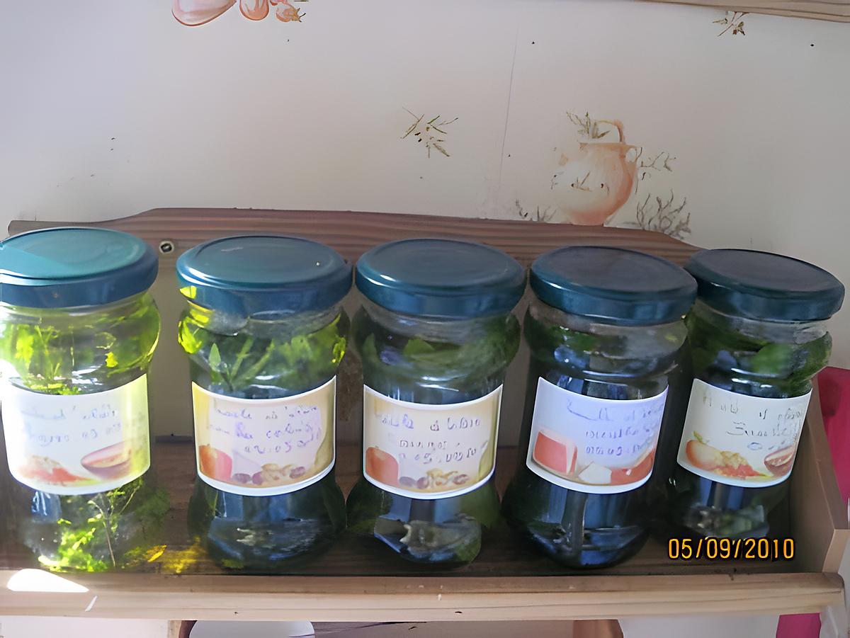 recette Huile d'olive parfumée aux aromates.