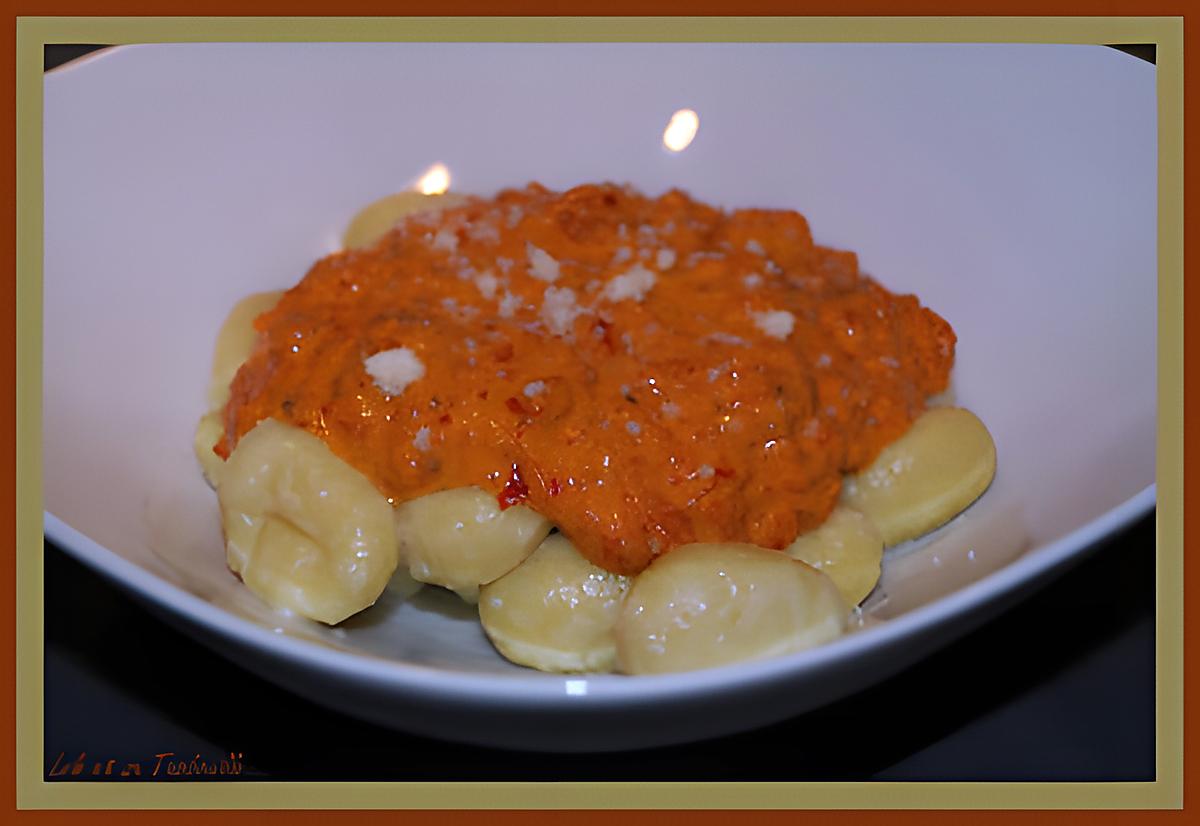 recette Gnocchis sauce aux poivrons, bacon et parmesan