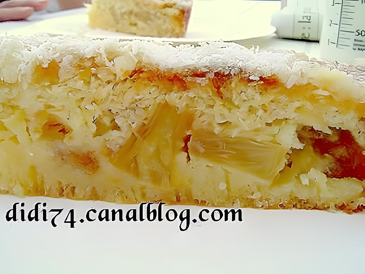 recette Gateau ananas,coco et caramel