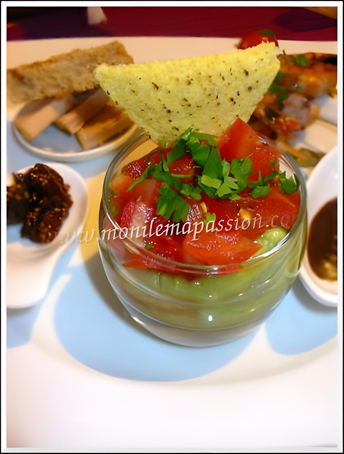 recette Verrine de guacamole et tomates