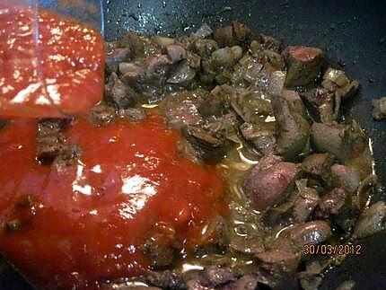 recette Rognon de porc aux champignons et sauce tomate.