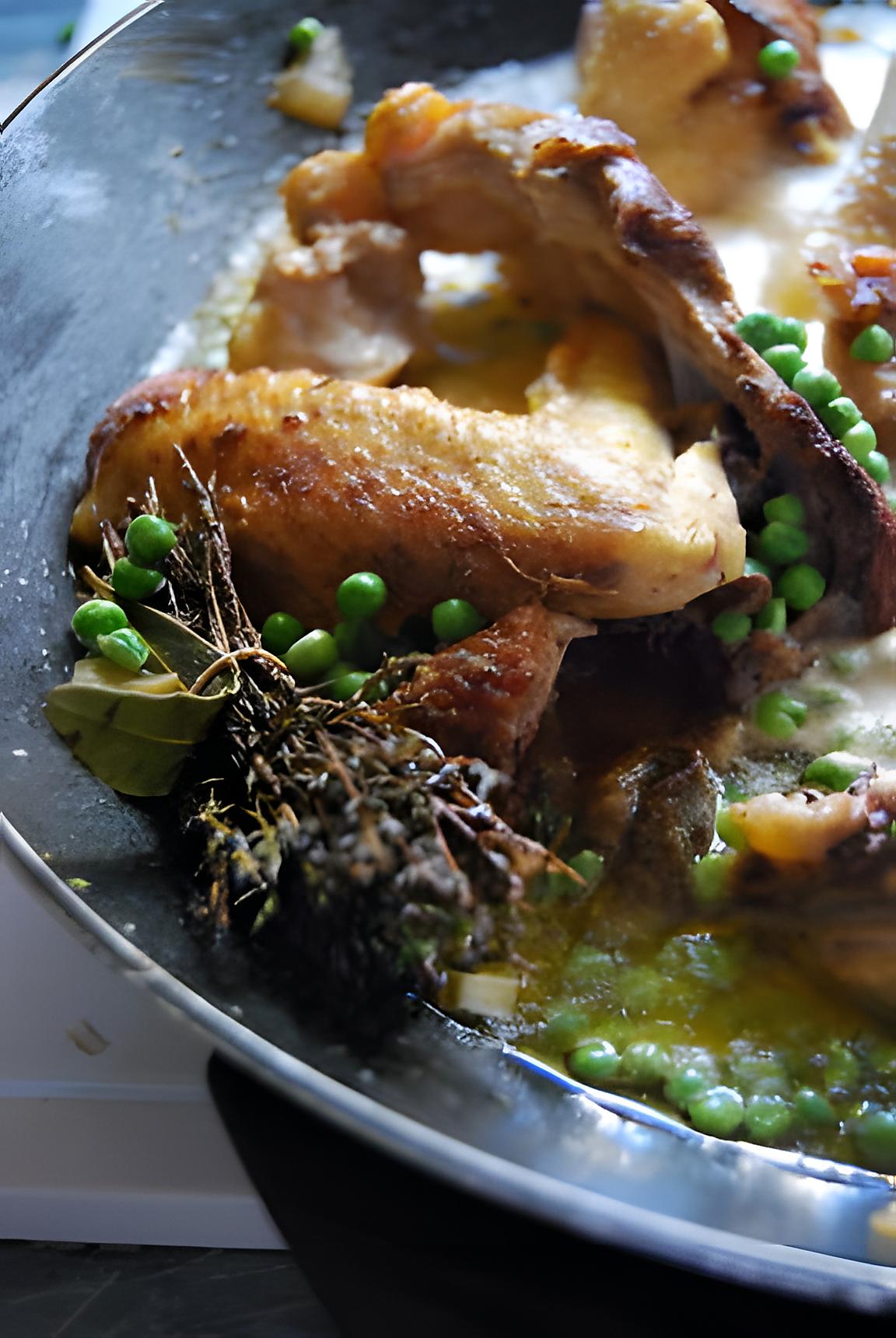 recette Fricassée de poulet à la crème de petits pois et whisky