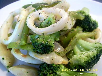 recette poêlée de calamars aux petits légumes verts croquants