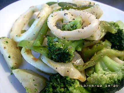 recette poêlée de calamars aux petits légumes verts croquants