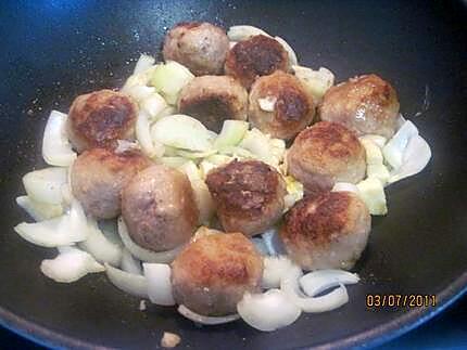 recette Boulette de veau aux pommes de terre  vitelotte, sauce cobombo.