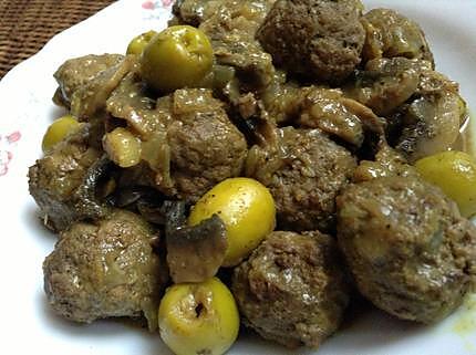 recette Tajine de boulettes de viande aux champignon