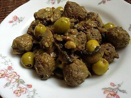 recette Tajine de boulettes de viande aux champignon