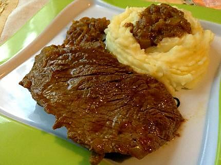 recette steak de boeuf en sauce et la purée de pomme de terre