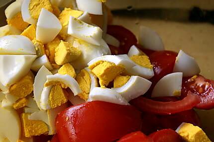 recette Salade de tomates, au thon et aux oeufs