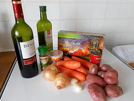 recette Sauté de kangourou aux champignons et carottes.