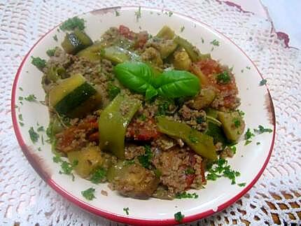 recette Trio de légumes à la viande haché.