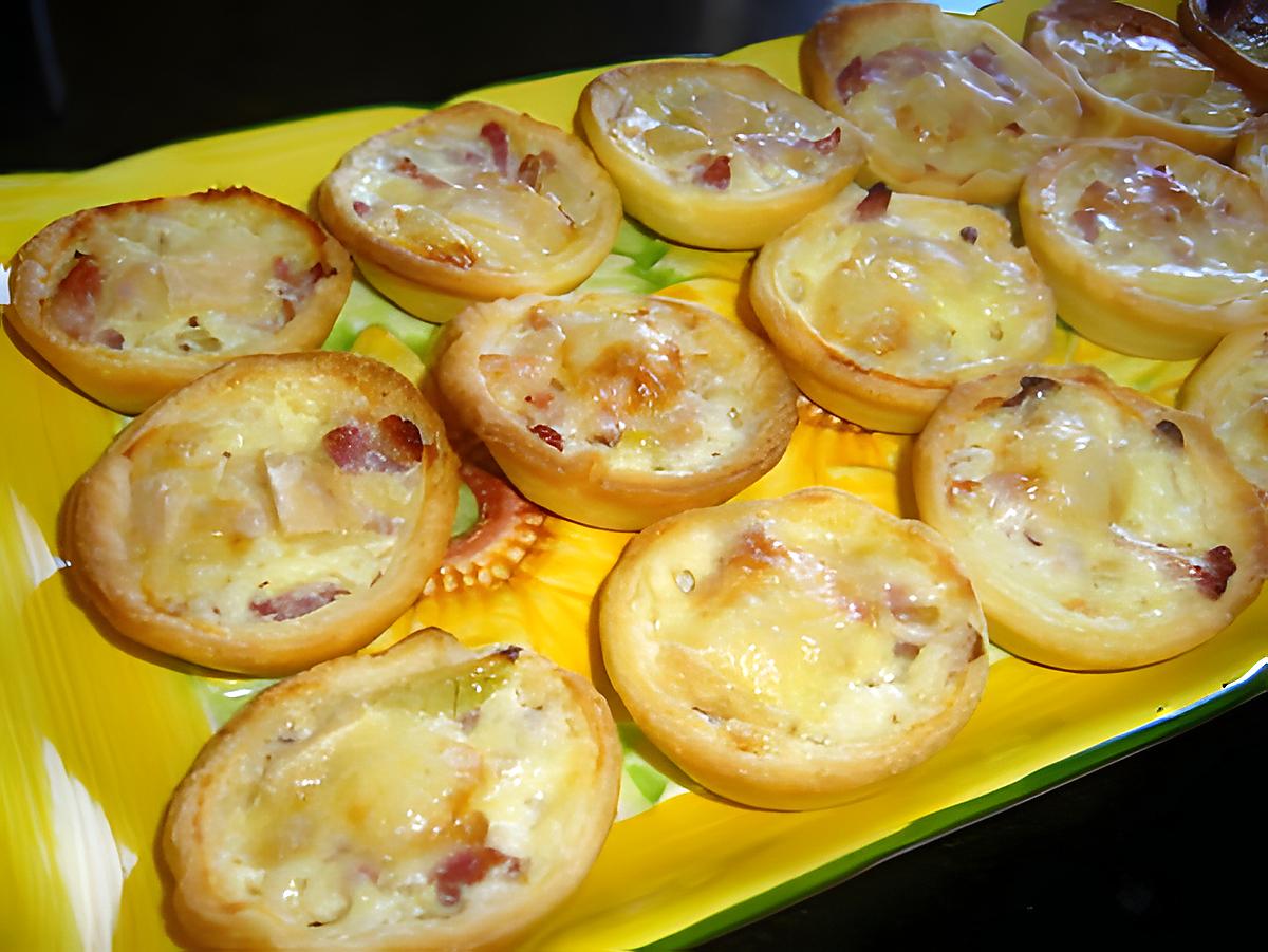 recette Mini-tartelettes St Nectaire / oignons / lardons