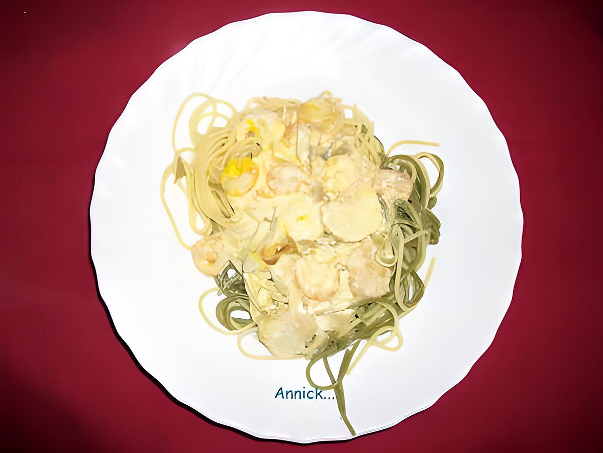 recette Spaghettis aux crevettes et quenelles