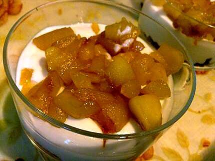 recette Verrine pommes caramélisé,spéculoos et fromage blanc