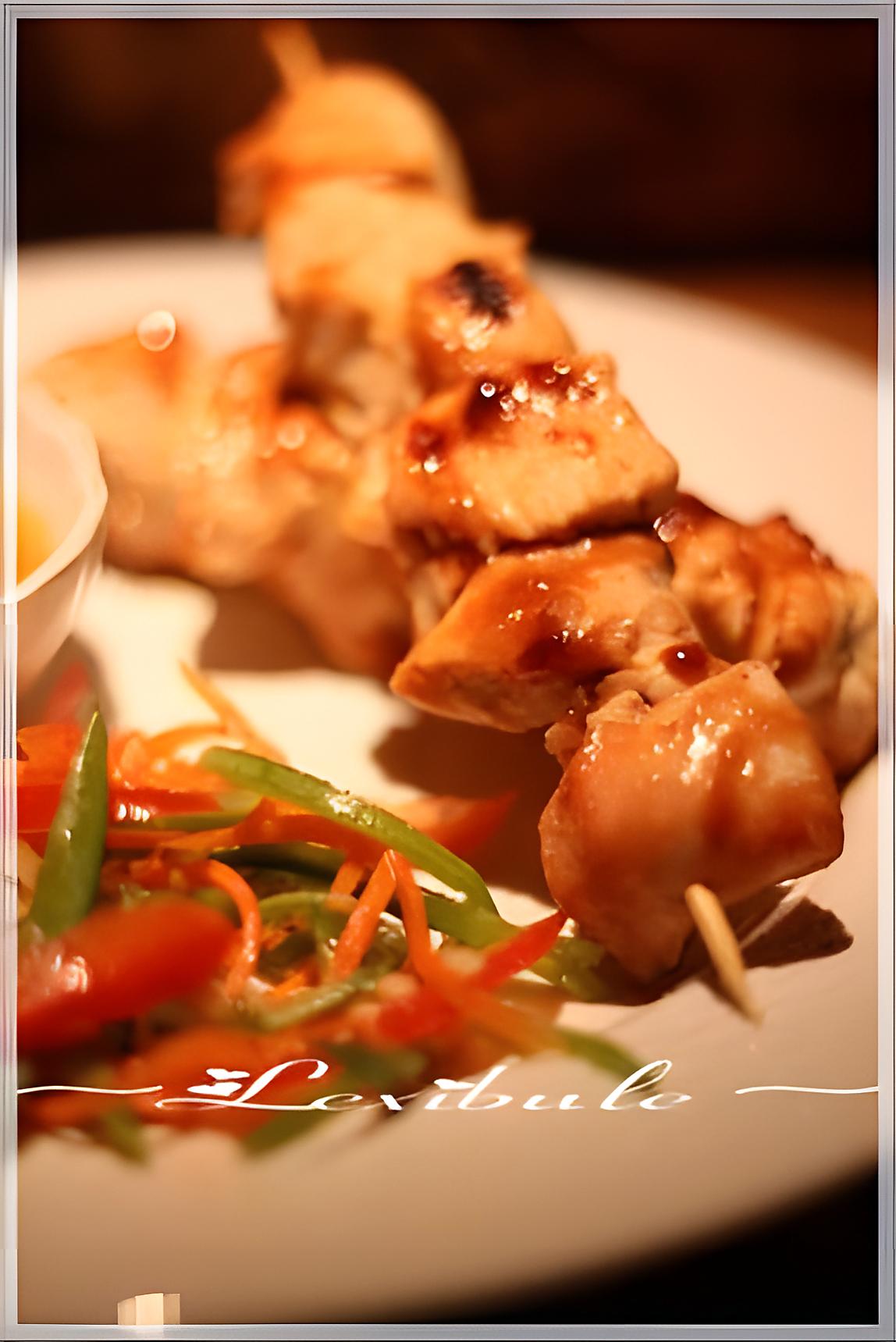 recette ~Brochettes de poulet, sauce à l'orange~