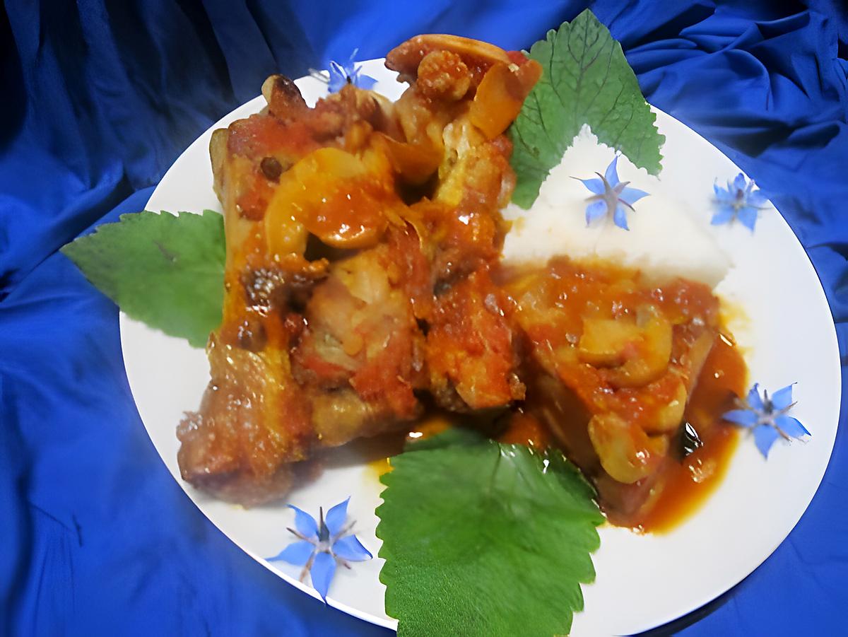 recette Manchons de canard sauce tomates et champignons.