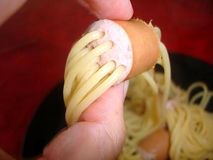 recette Spaghettis saucisse  de Vienne (original )