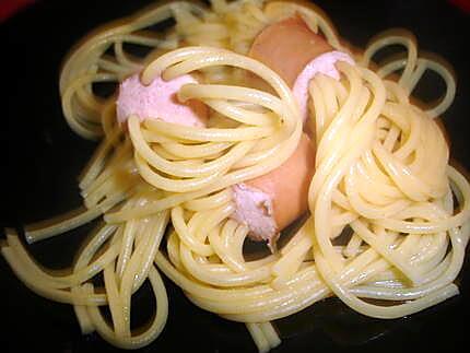 recette Spaghettis saucisse  de Vienne (original )