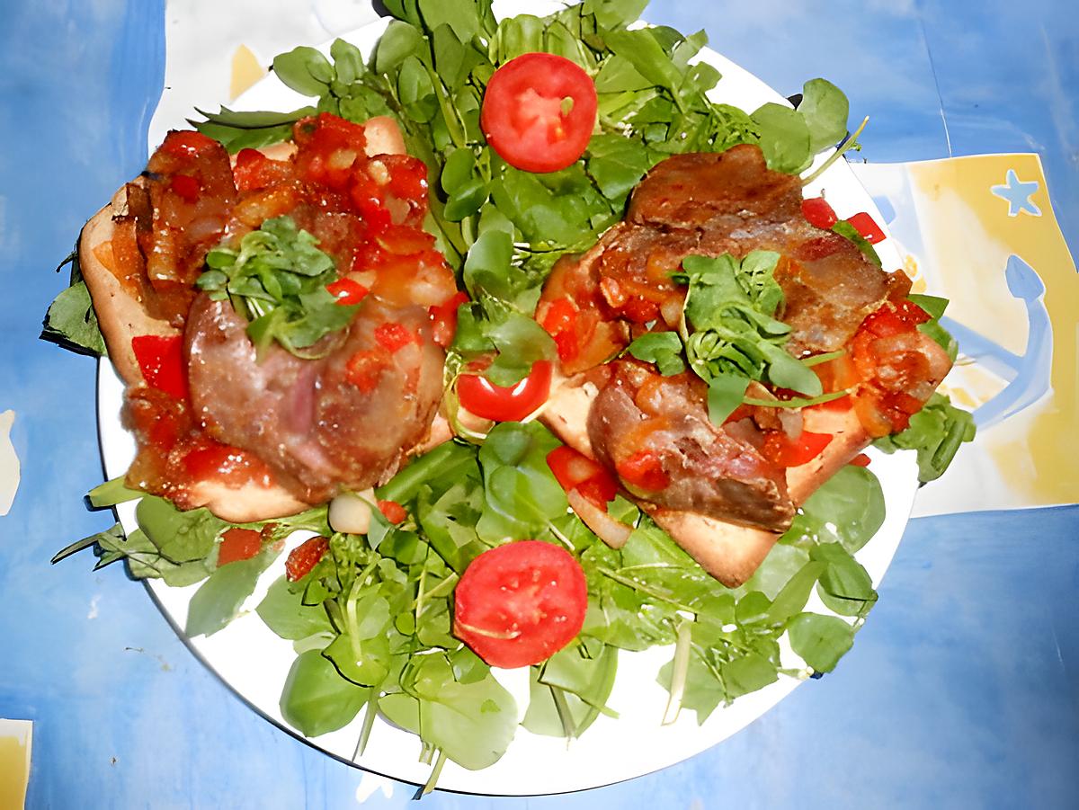 recette Tartine de foies de volailles au paprika