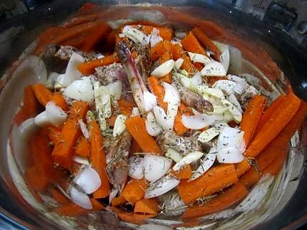 recette Lapin aux carottes  au vin.
