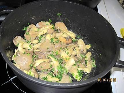 recette Côtelettes de veau aux pleurotes en sauce.