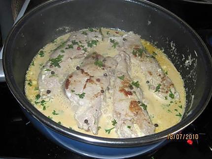 recette Côtelettes de veau aux pleurotes en sauce.