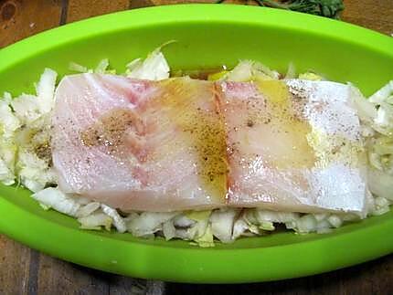 recette Filets de perche sur un lit d'endives au micro-ondes.