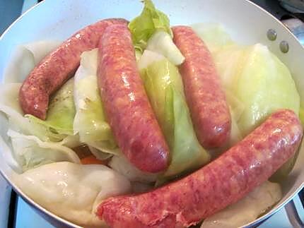 recette Saucisses  diots de Savoie aux légumes.