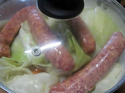 recette Saucisses  diots de Savoie aux légumes.