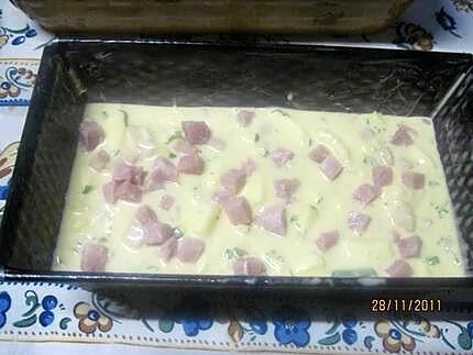 recette cake au fromage de chèvre et dés de jambon.