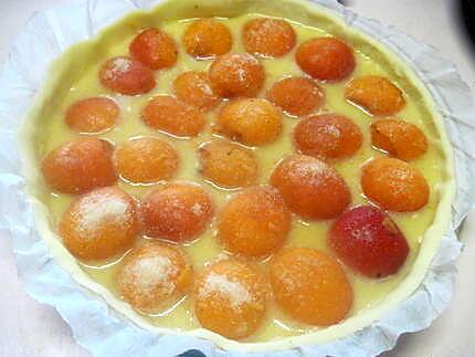 recette Tarte à la crème et aux abricots.