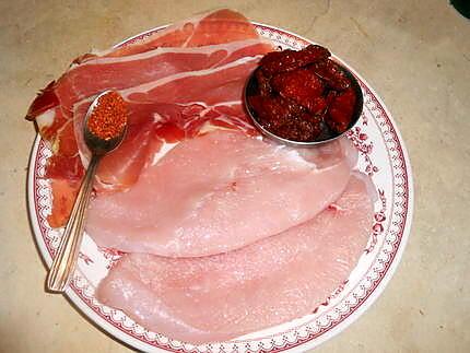 recette Escalope de dinde jambon serrano, tomates confites