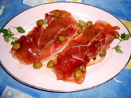 recette Escalope de dinde jambon serrano, tomates confites