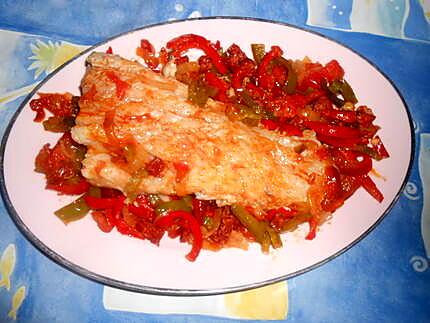 recette Filet de cabillaud aux poivrons et chorizo