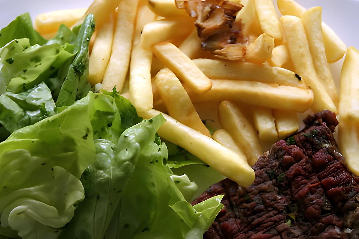 recette Steack de cheval haché/frites/laitue