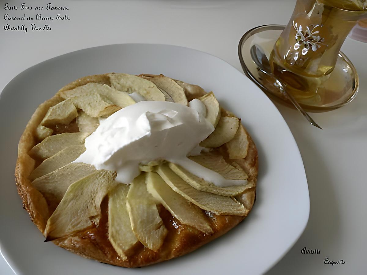 recette Tarte fine aux pommes, caramel beurre salé et chantilly