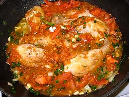 recette Pilons de poulet  à la sauce tomates.
