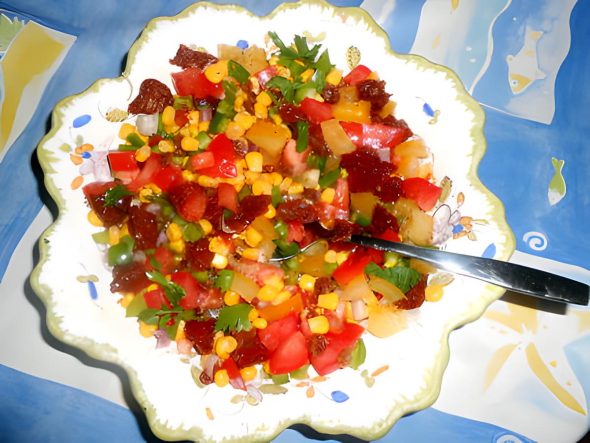 recette Salade de mais,raisins,tomates,poivron