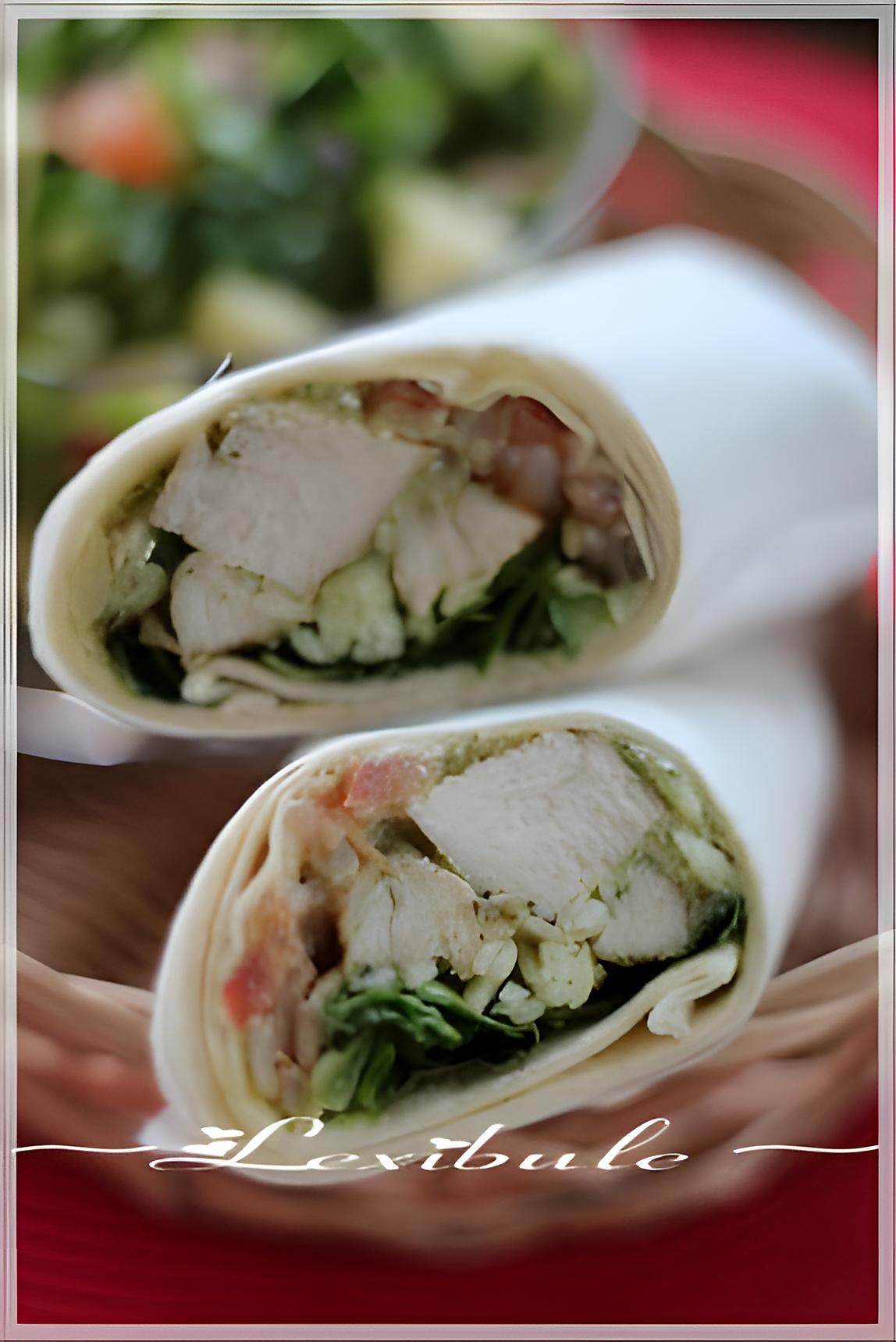 recette ~Wrap au poulet grillé et pesto de basilic~