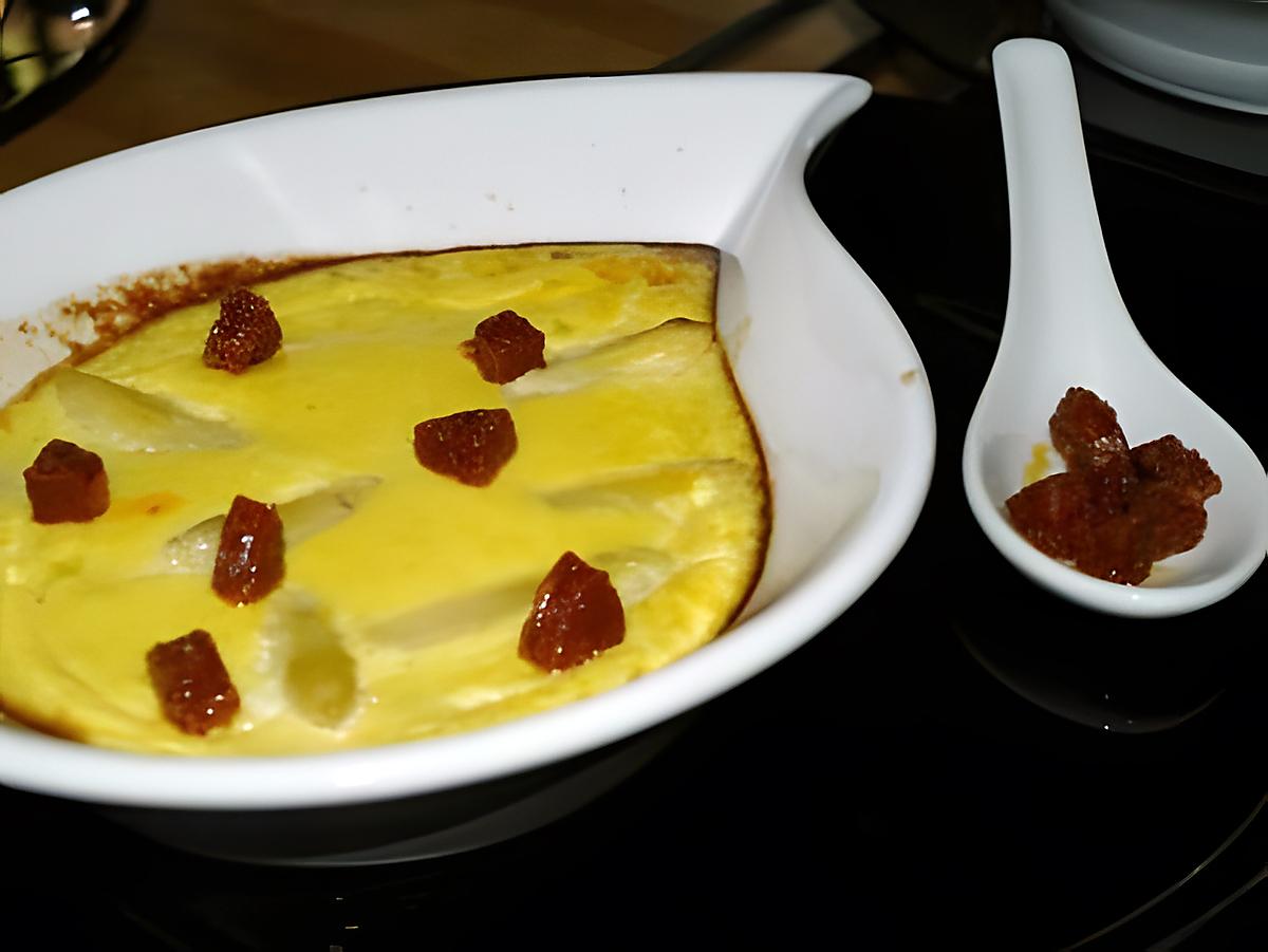 recette Clafoutis d'Asperges Blanches et Dés de Chorizo Grillés