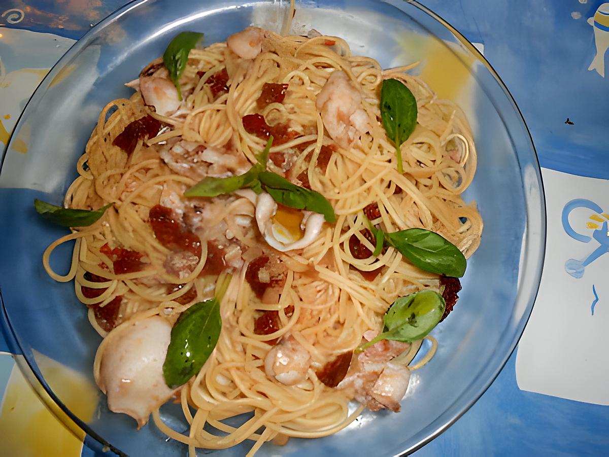 recette Spaghetti aux petites seiches