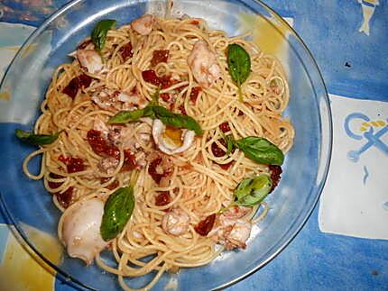 recette Spaghetti aux petites seiches