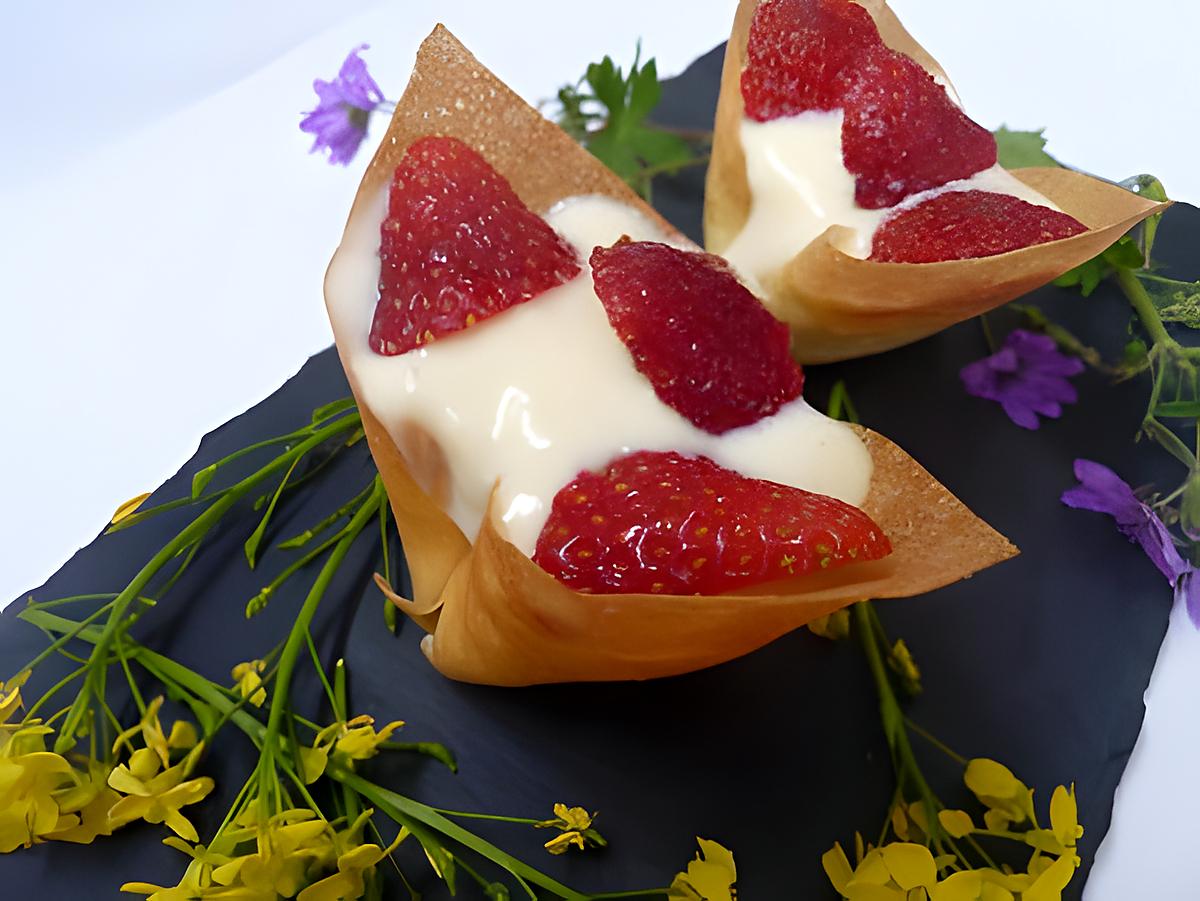 recette Timbales de fraises sur fond de crème